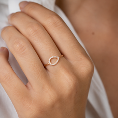 Teardrop Pavé Diamantový Prsten|Materiál:18k růžové zlato