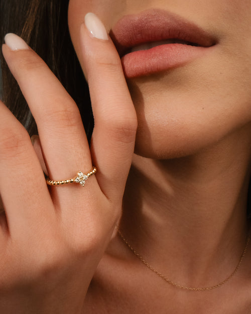 Fleur Diamantový Prsten|Materiál:18k žluté zlato