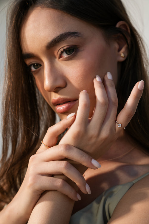 Fleur Open Diamantový Prsten|Materiál:18k růžové zlato