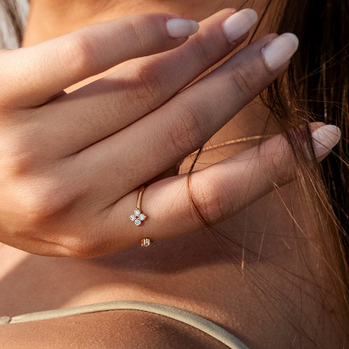 Fleur Open Diamantový Prsten|Materiál:18k růžové zlato