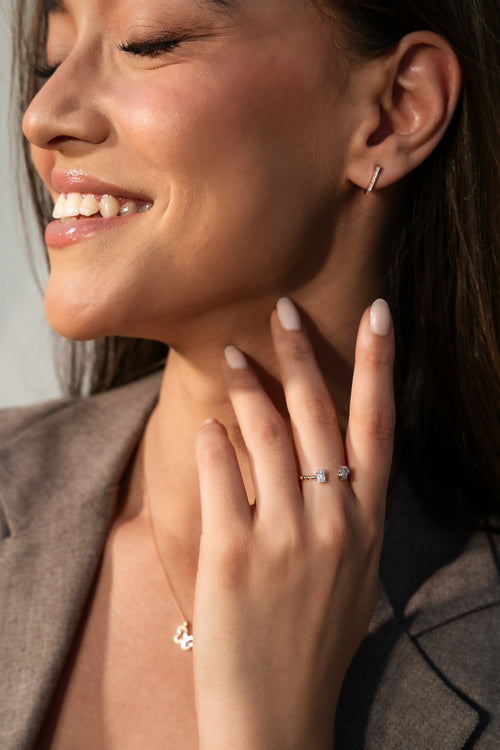 Lumière V Diamantové Náušnice|Materiál:18k růžové zlato