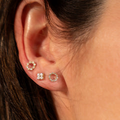 Square Diamantové Náušnice|Materiál:18k žluté zlato