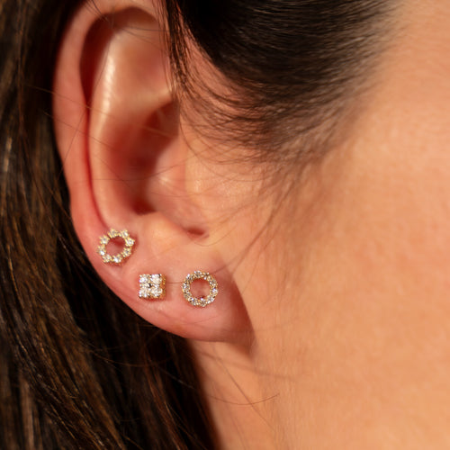 Square Diamantové Náušnice|Materiál:18k žluté zlato