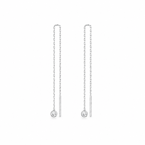 Dangling Dot Náušnice s Diamantem|Materiál:18k bílé zlato