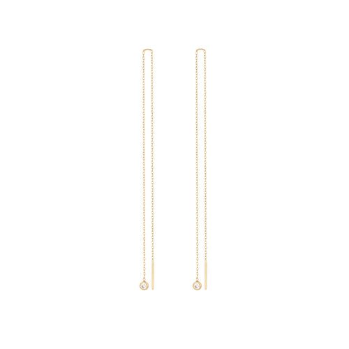 Dangling Dot Náušnice s Diamantem|Materiál:18k žluté zlato