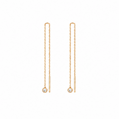 Dangling Dot Náušnice s Diamantem|Materiál:18k žluté zlato