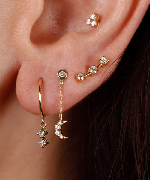 Pixie Semi Hoop Diamantové Náušnice|Materiál:18k žluté zlato