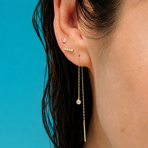 Dangling Dot Náušnice s Diamantem|Materiál:18k růžové zlato