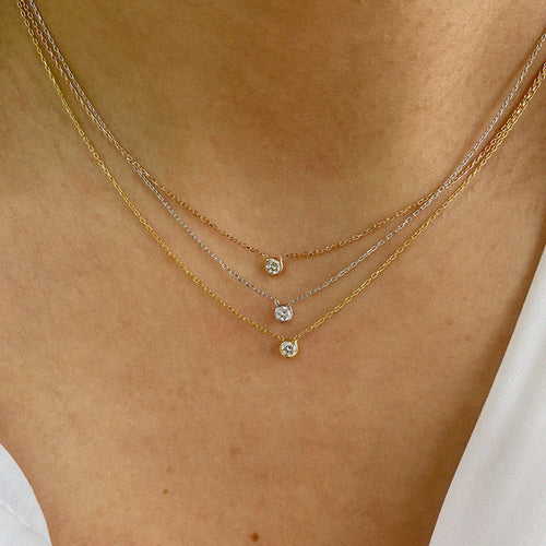 Dot Náhrdelník s Diamantem|Materiál:18k bílé zlato