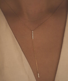 Double Bar Diamantový Náhrdelník|Materiál:18k žluté zlato