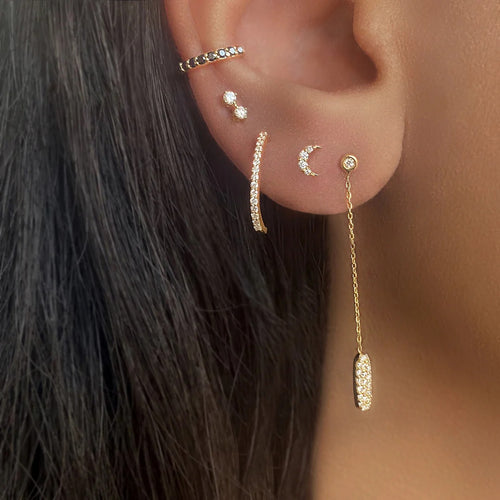Ear Cuff Diamantová Náušnice|Materiál:18k žluté zlato