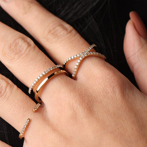 X Diamantový Prsten|Materiál:18k žluté zlato