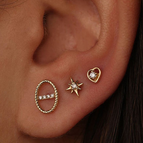 Lil Heart Náušnice s DIamantem|Materiál:18k žluté zlato