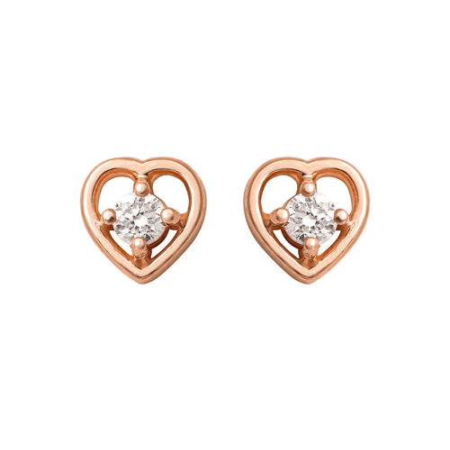 Lil Heart Náušnice s DIamantem|Materiál:18k růžové zlato