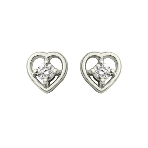 Lil Heart Náušnice s DIamantem|Materiál:18k bílé zlato