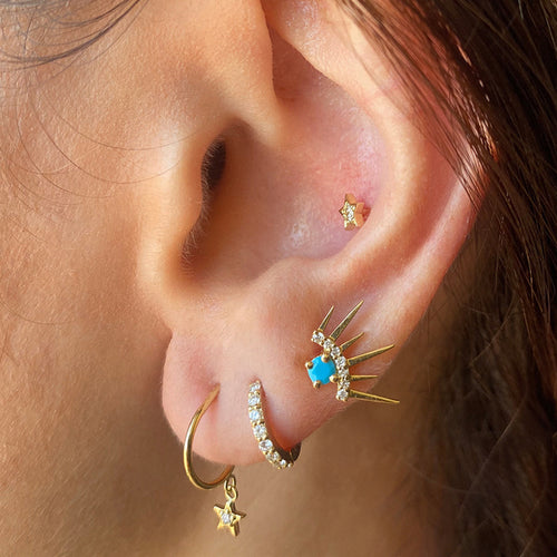 Lil Star Náušnice s Diamantem|Materiál:18k žluté zlato