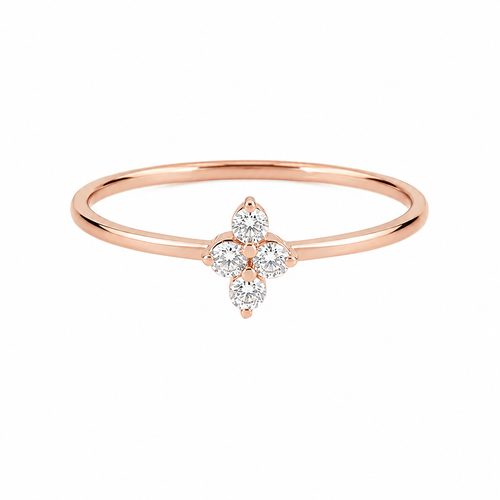 Clover Diamantový Prsten|Materiál:18k růžové zlato