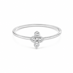 Clover Diamantový Prsten|Materiál:18k bílé zlato