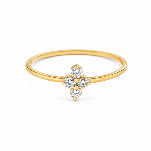 Clover Diamantový Prsten|Materiál:18k žluté zlato