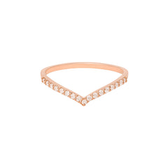 V Pavé Diamantový Prsten|Materiál:18k růžové zlato