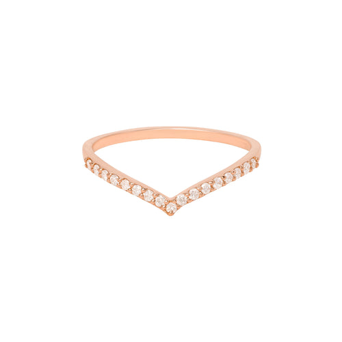 V Pavé Diamantový Prsten|Materiál:18k růžové zlato