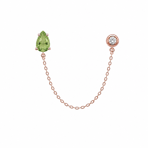 Peridot Drop Connector Náušnice s Diamantem|Materiál:18k růžové zlato