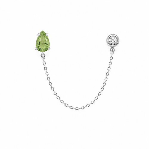 Peridot Drop Connector Náušnice s Diamantem|Materiál:18k bílé zlato
