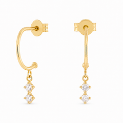 Pixie Semi Hoop Diamantové Náušnice|Materiál:18k žluté zlato