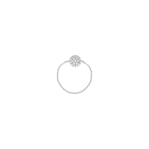 Pavé Circle Chain Diamantový Prsten|Materiál:18k bílé zlato