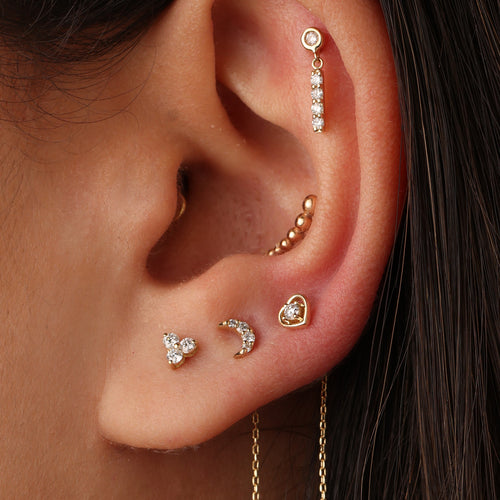 Triangle Diamantové Náušnice|Materiál:18k žluté zlato