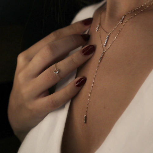 Moon Chain Diamantový Prsten|Materiál:18k žluté zlato