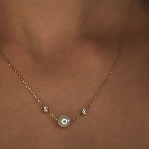 Pearl Diamantový Náhrdelník|Materiál:18k žluté zlato
