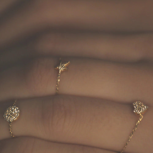 Pavé Circle Chain Diamantový Prsten|Materiál:18k žluté zlato