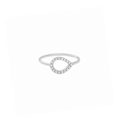 Teardrop Pavé Diamantový Prsten|Materiál:18k bílé zlato