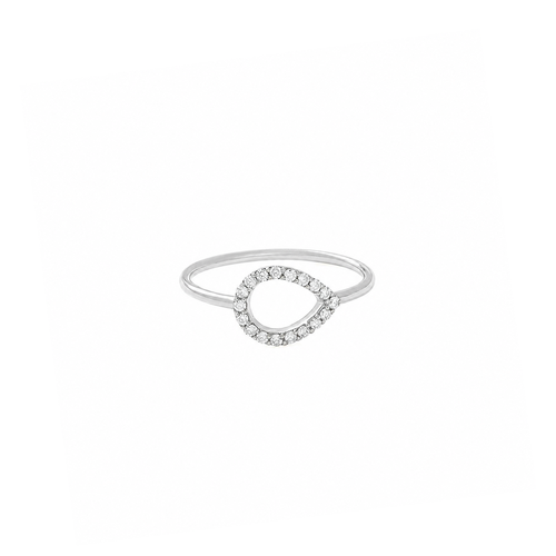 Teardrop Pavé Diamantový Prsten|Materiál:18k bílé zlato