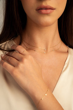 Tiny Diamantový Náhrdelník|Materiál:18k žluté zlato