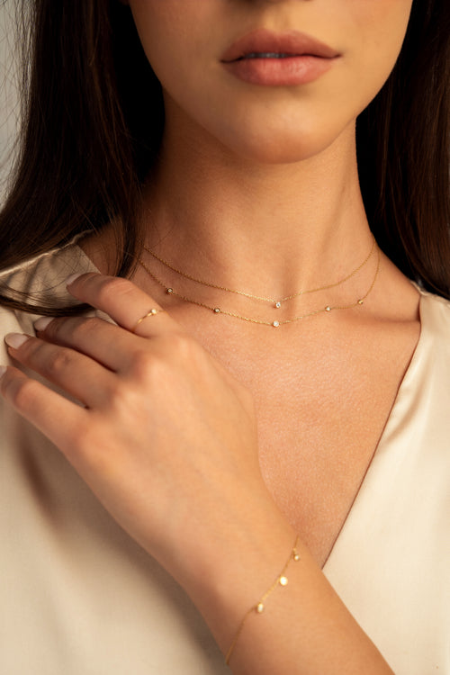 Tiny Diamantový Náhrdelník|Materiál:18k žluté zlato