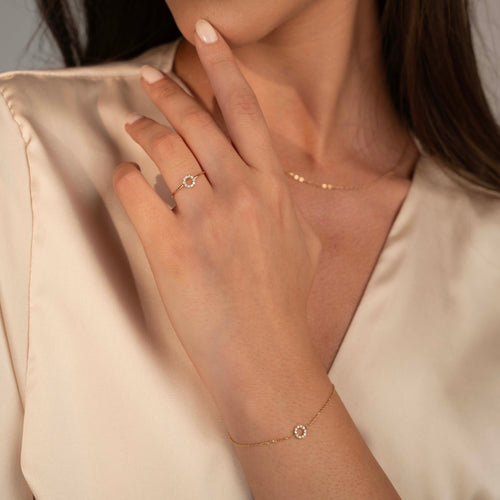 Halo Diamantový Náramek|Materiál:18k žluté zlato