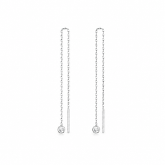Dangling Dot Náušnice s Diamantem|Materiál:18k bílé zlato