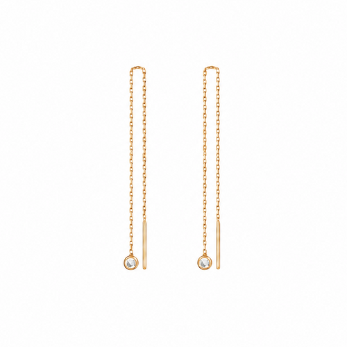 Dangling Dot Náušnice s Diamantem|Materiál:18k žluté zlato