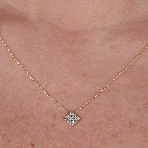 Dazzling Pavé Diamantový Náhrdelník|Materiál:18k žluté zlato