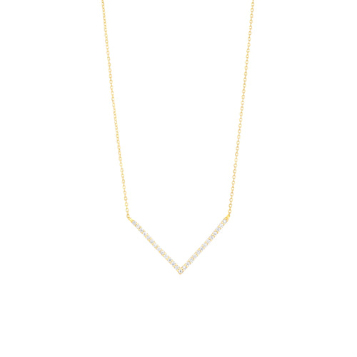 V Line Diamantový Náhrdelník|Materiál:18k žluté zlato