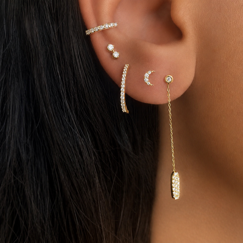 Ear Cuff Diamantová Náušnice|Materiál:18k žluté zlato