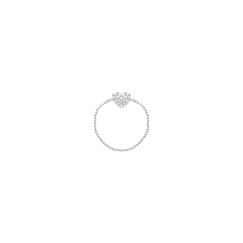 Heart Chain Diamantový Prsten|Materiál:18k bílé zlato