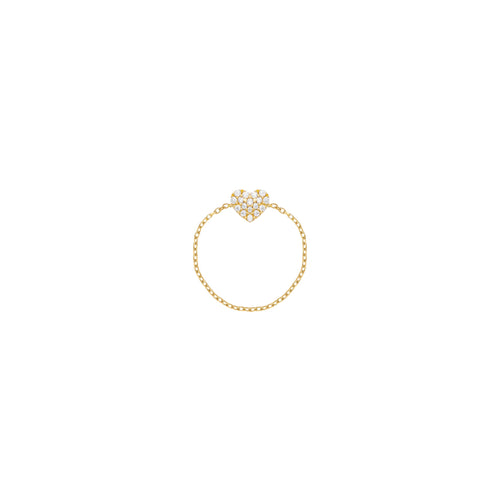 Heart Chain Diamantový Prsten|Materiál:18k žluté zlato