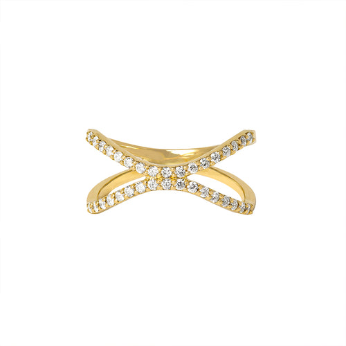 X Diamantový Prsten|Materiál:18k žluté zlato