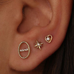 Lil Heart Náušnice s DIamantem|Materiál:18k žluté zlato