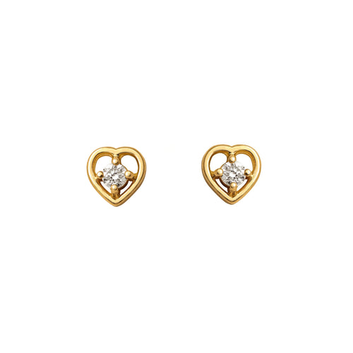 Lil Heart Náušnice s DIamantem|Materiál:18k žluté zlato