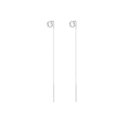 Long Chain Diamantové Náušnice|Materiál:18k bílé zlato