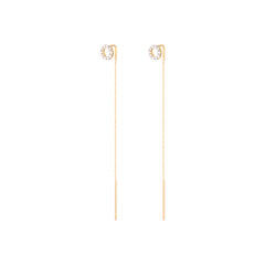 Long Chain Diamantové Náušnice|Materiál:18k žluté zlato